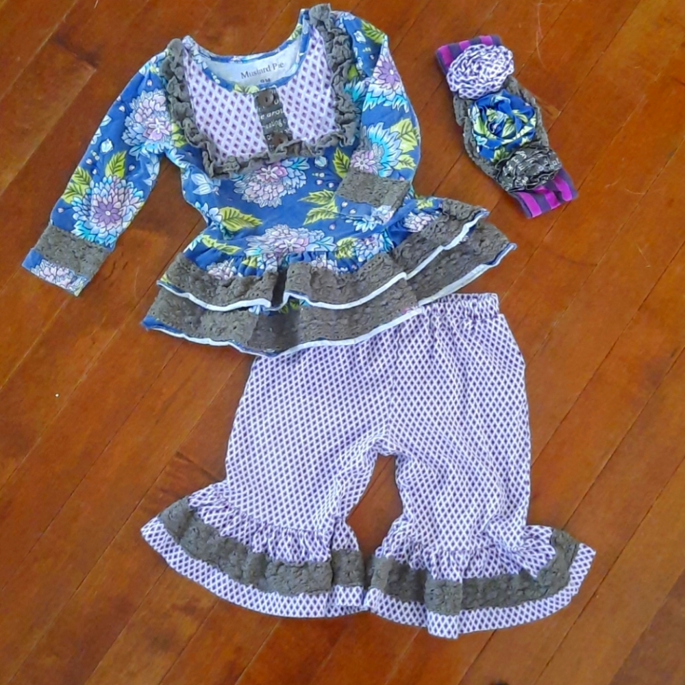 Mustard Pie 9M 2 piece set with matching headband